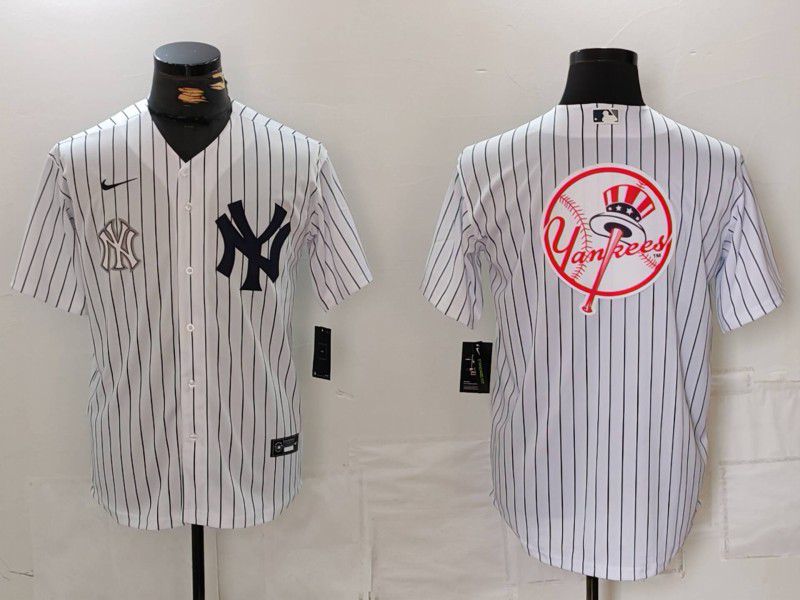 Men New York Yankees Blank White Stripe Game 2024 Nike MLB Jersey style 14